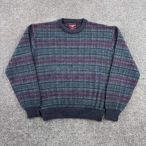 Vintage Eagle Point Sweater Mens XL Gray Green Purple Acrylic Textured Striped